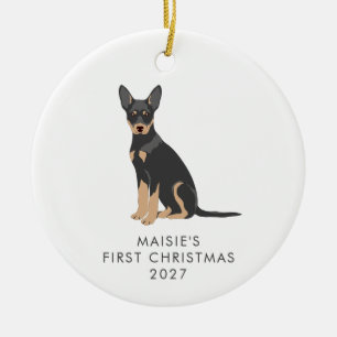 Adorno De Cerámica Primer Navidad Personalizada del Perro Kelpie Aust