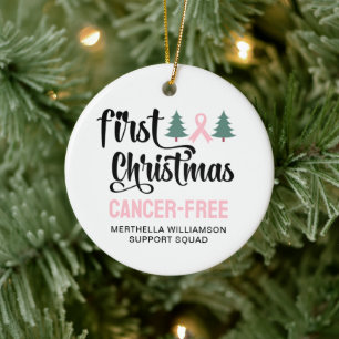 Adorno De Cerámica PRIMER NAVIDAD personalizada sin cáncer de mama