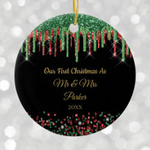Primer Navidad Sr. y Sra. Black Glam brillo goteo
