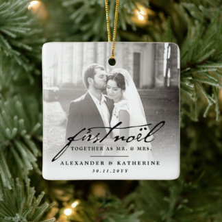 Adorno De Cerámica Primer Noel Boda de escritura a mano antigua foto