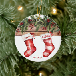 Adorno De Cerámica Primer nombre de Navidad comprometido parado con f