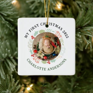 Adorno De Cerámica Primer nombre personalizado de Navidad del bebé