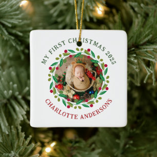 Adorno De Cerámica Primer nombre personalizado de Navidad del bebé