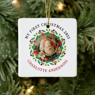 Adorno De Cerámica Primer nombre personalizado de Navidad del bebé