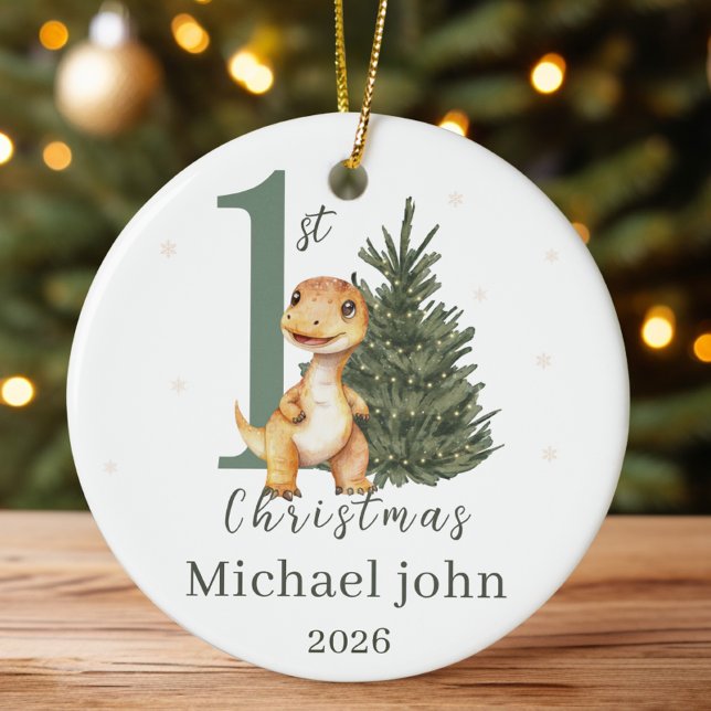 Adorno De Cerámica Primer nombre personalizado del bebé navideño y di (Subido por el creador)