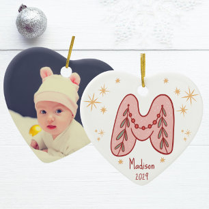 Adorno De Cerámica Primer patrón de Navidad de M Baby S