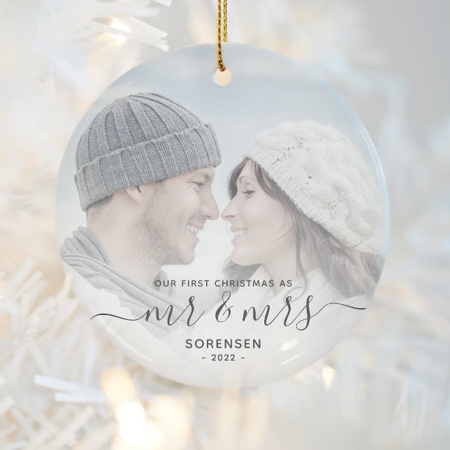 Adorno De Cerámica Primer Personalizado de Navidades casados Foto gui (Subido por el creador)