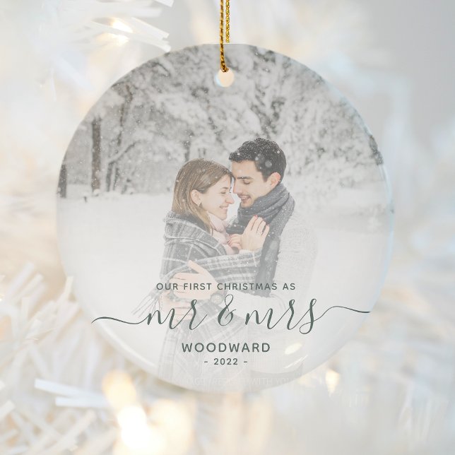 Adorno De Cerámica Primer Personalizado de Navidades casados Foto gui (Subido por el creador)
