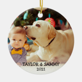 Adorno De Cerámica Primer Personalizado navideño lindo año de foto