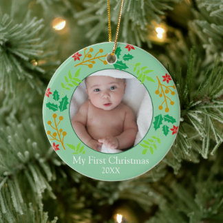 Adorno De Cerámica Primer recuerdo de Navidad del bebé en foto