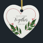 Adorno De Cerámica Primer regalo de Navidad juntos Navidades para una<br><div class="desc">Primera Navidad juntos Ornamento Personalizado Celebra tu primera Navidad como una pareja comprometida con un hermoso y significativo mantenimiento! Este adorno personalizado está diseñado para capturar la alegría y el amor de este hito especial.</div>
