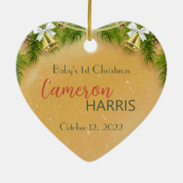 Adorno De Cerámica Primer regalo de Navidades del bebé, foto de dos l