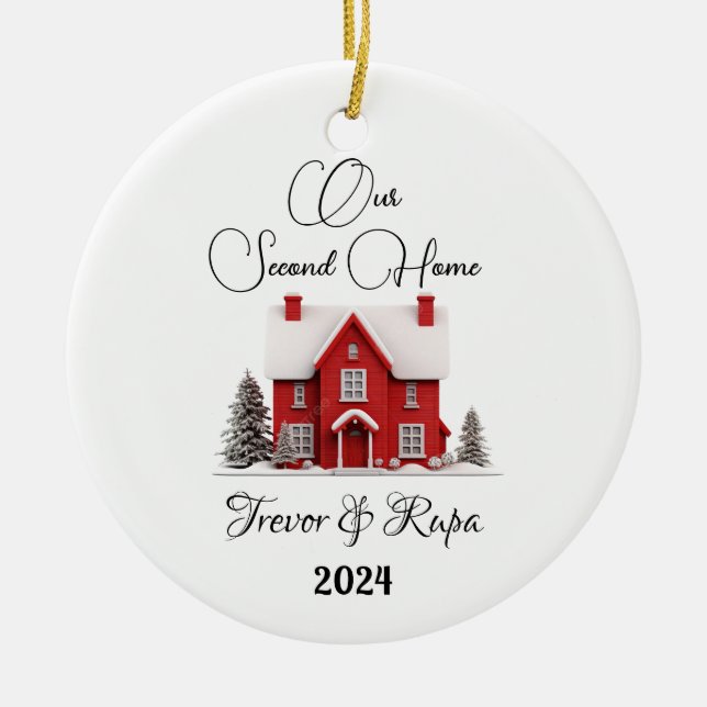 Adorno De Cerámica Primer/Segundo Navidades En Nueva Casa (Frente)
