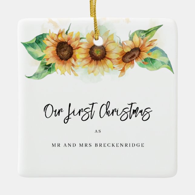 Adorno De Cerámica Primer Sunflower De Navidad Gracias (Anverso)