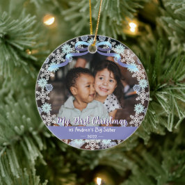 Adorno De Cerámica Primera abuela de Navidad Snowflakes Ribbon Light 