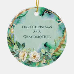 Adorno De Cerámica Primera abuela floral de Navidad