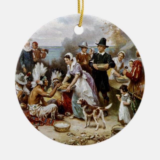 Adorno De Cerámica Primera acción de gracias (Frente)