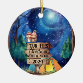 Adorno De Cerámica Primera aventura navideña con pareja recién casada