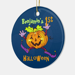 Adorno De Cerámica Primera calabaza feliz Personalizado de Halloween