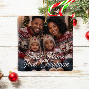 Adorno De Cerámica Primera Casa Primera Navidad Foto de Familia Burgu