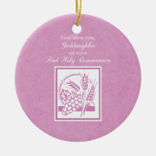 Adorno De Cerámica Primera Comunión de la ahijada, Rosa