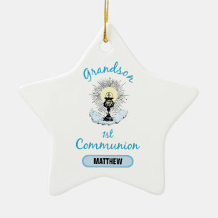 Adorno De Cerámica Primera Comunión del nieto, Taza Azul