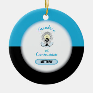 Adorno De Cerámica Primera Comunión del nieto, Taza Azul