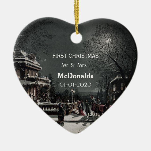 Adorno De Cerámica Primera cosecha navideña personalizada (Frente)