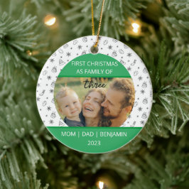 Adorno De Cerámica Primera Familia De Navidad De Bebé De Tres Persona