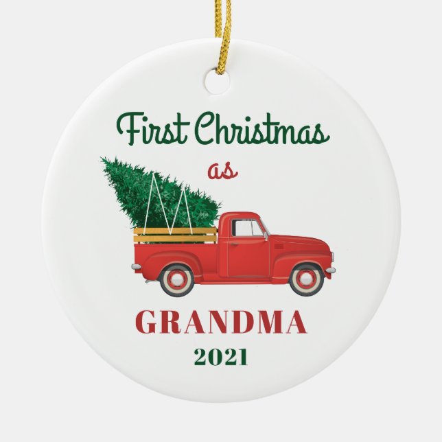 Adorno De Cerámica Primera familia de Navidades de la abuela (Frente)