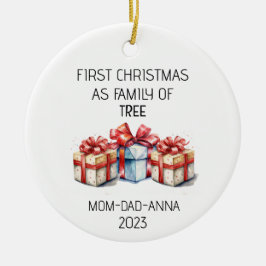 Adorno De Cerámica Primera familia navideña de árboles presentes