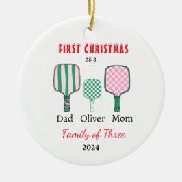 Adorno De Cerámica Primera familia navideña de tres Photo Keepsake