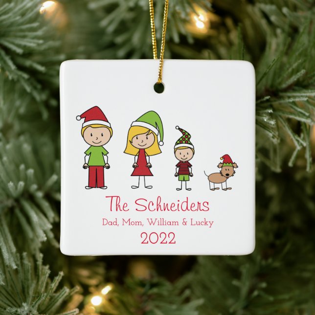 Adorno De Cerámica Primera familia personalizada de Navidad (Árbol)