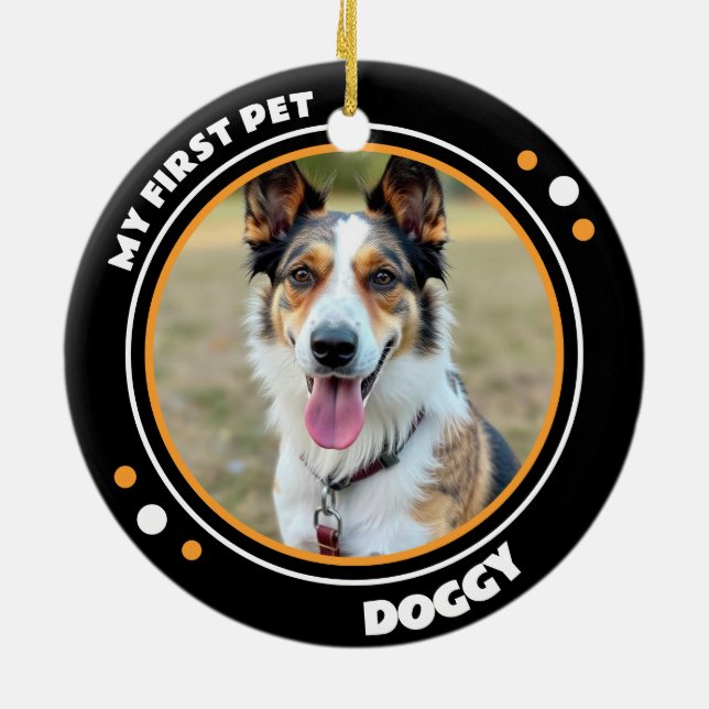 Adorno De Cerámica primera foto de keepsake del mascota (Atrás)