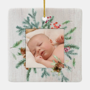 Adorno De Cerámica Primera foto de los abuelos de Navidad en la veget