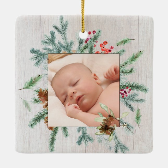 Adorno De Cerámica Primera foto de los abuelos de Navidad en la veget (Reverso)