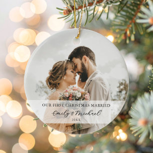 Adorno De Cerámica Primera foto de Navidad casada con recién casados