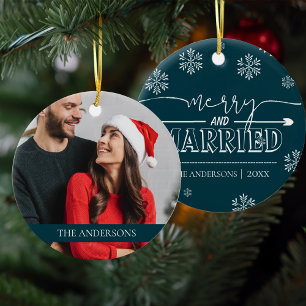 Adorno De Cerámica Primera foto de Navidad de Merry & Married Recién 