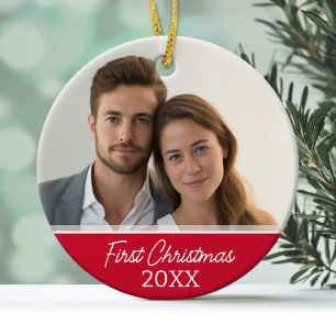 Adorno De Cerámica Primera foto de Navidad - De un solo lado