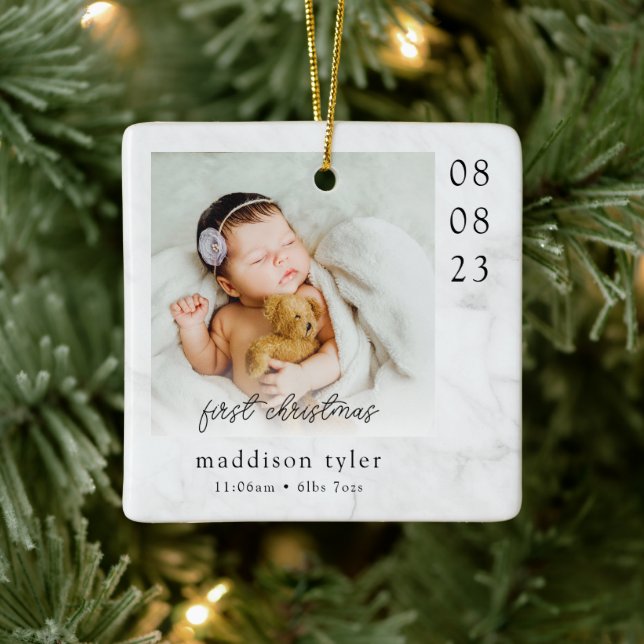 Adorno De Cerámica Primera foto de Navidad del bebé (Árbol)