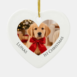 Adorno De Cerámica Primera foto de Navidad del Golden Retriever con c
