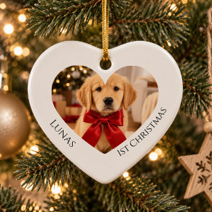 Adorno De Cerámica Primera foto de Navidad del Golden Retriever con c