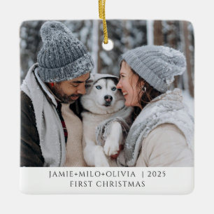 Adorno De Cerámica Primera foto de Navidad Keepsake Pareja Perro