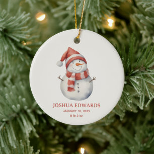 Adorno De Cerámica Primera foto de Navidad personalizada de un muñeco