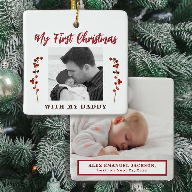 Adorno De Cerámica Primera foto de papá y bebé de Navidad (Subido por el creador)