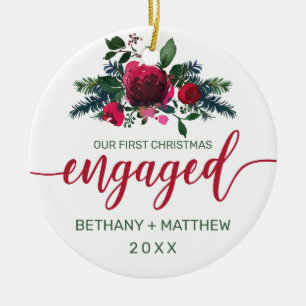 Adorno De Cerámica Primera foto de Rosa de acuarela de navidad involu