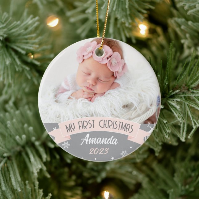 Adorno De Cerámica Primera foto de Rubor de bebé rosa (Árbol)