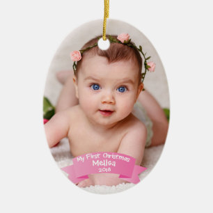 Adorno De Cerámica Primera foto del navidad de la niña