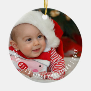 Adorno De Cerámica Primera foto navideña del bebé personalizado