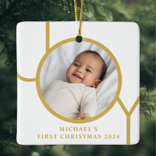 Adorno De Cerámica Primera foto navideña del personalizado Baby Boy